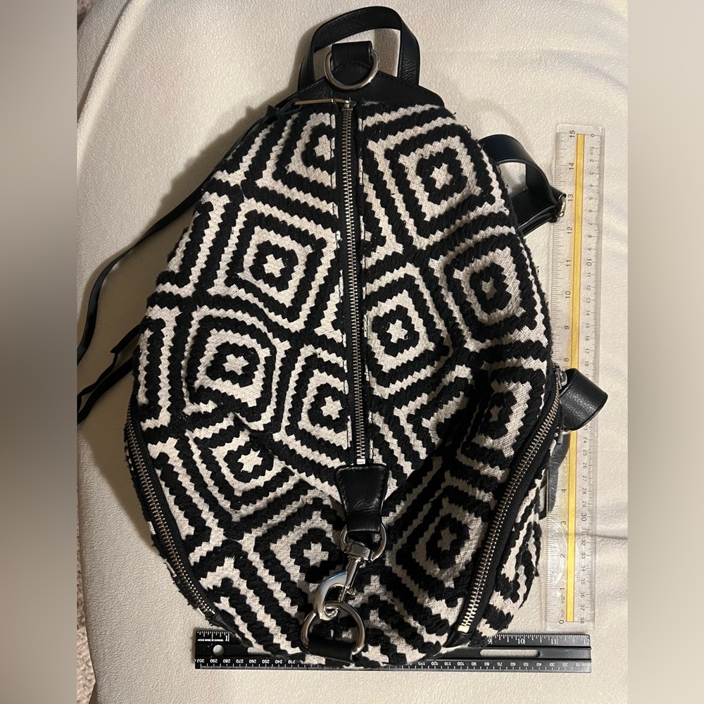 Rebecca Minkoff Julian Backpack B&W Woven Cotton
